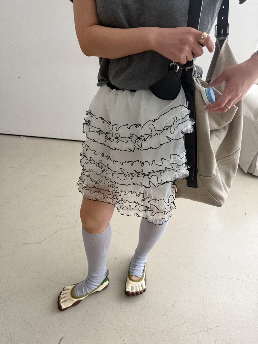 OLI SEOUL韓國東大門代購女士新款職業時尚短裙褶皺網眼OLI SEOUL短裙