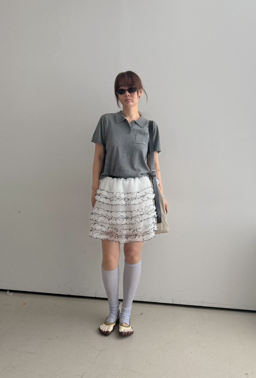 OLI SEOUL韓國東大門代購女士新款職業時尚短裙褶皺網眼OLI SEOUL短裙