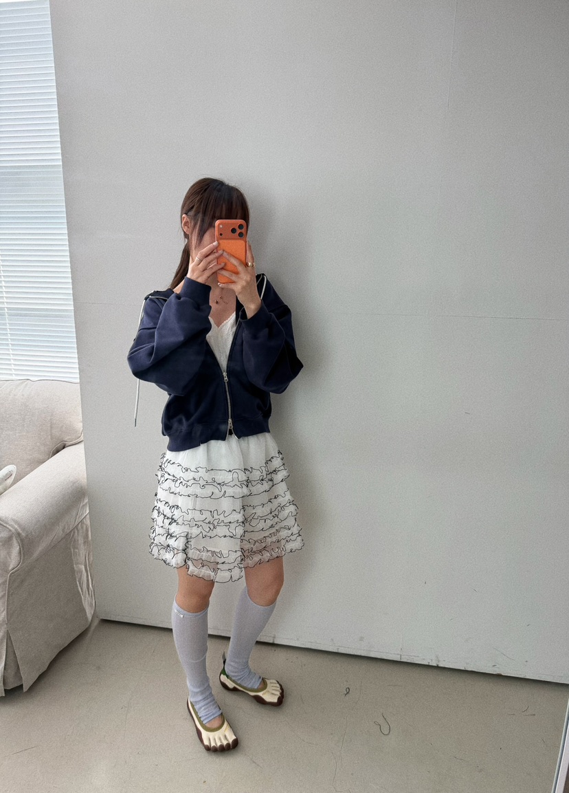 OLI SEOUL韓國東大門代購女士新款職業時尚短裙褶皺網眼OLI SEOUL短裙