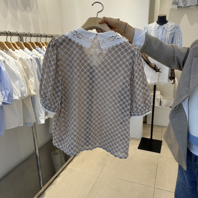 2nd B-S韓國代購女士新款26春夏推薦休閑人氣襯衫蕾絲衫2nd B-S襯衫/蕾絲衫