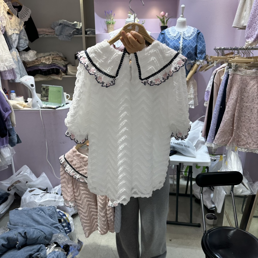 MS韓國東大門直郵女士新款職業人氣休閑時尚26春夏襯衫蕾絲衫MS襯衫/蕾絲衫