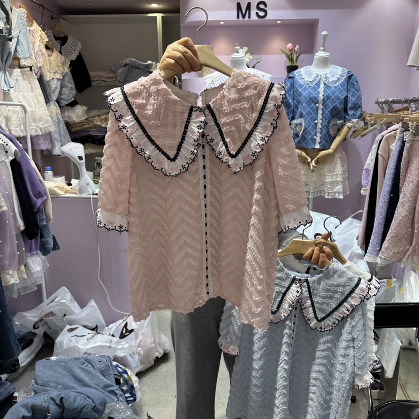 MS韓國東大門直郵女士新款職業人氣休閑時尚26春夏襯衫蕾絲衫MS襯衫/蕾絲衫圖色2