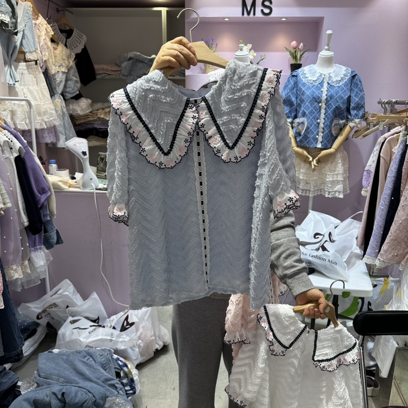 MS韓國東大門直郵女士新款職業人氣休閑時尚26春夏襯衫蕾絲衫MS襯衫/蕾絲衫圖色3