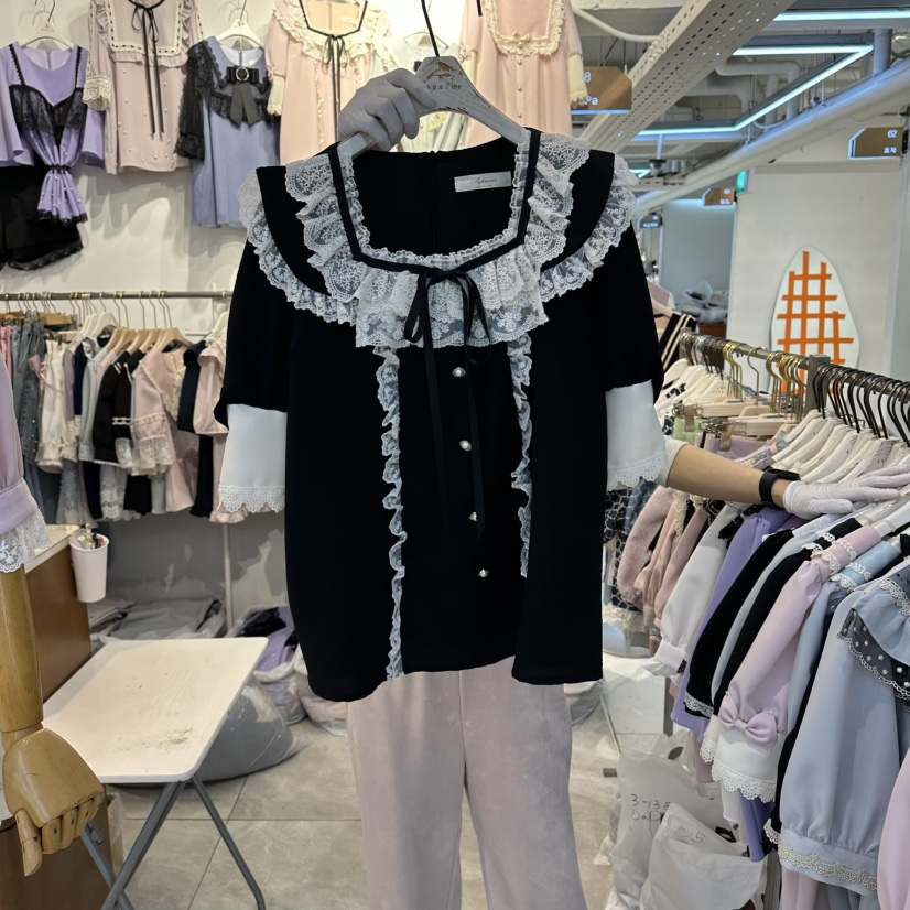 PAPA韓國東大門代購女士新品推薦熱賣人氣26春夏襯衫蕾絲衫PaPa/HALMADE襯衫/蕾絲衫圖色3