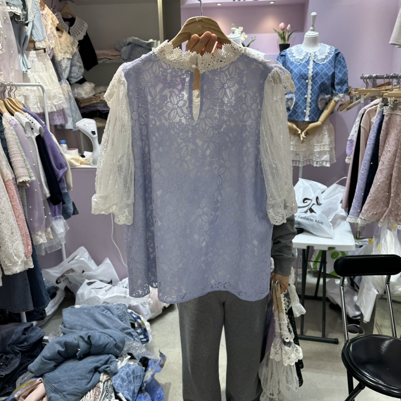 MS韓國直郵實拍女士新品人氣職業時尚推薦熱賣襯衫蕾絲衫MS襯衫/蕾絲衫