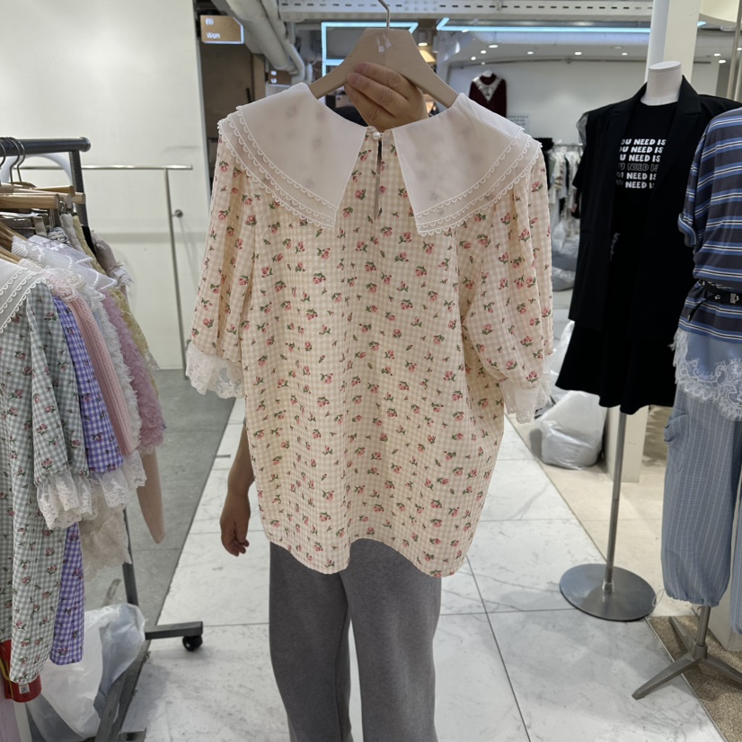 MS韓國東大門直郵女士新款26春夏休閑熱賣時尚襯衫蕾絲衫MS襯衫/蕾絲衫