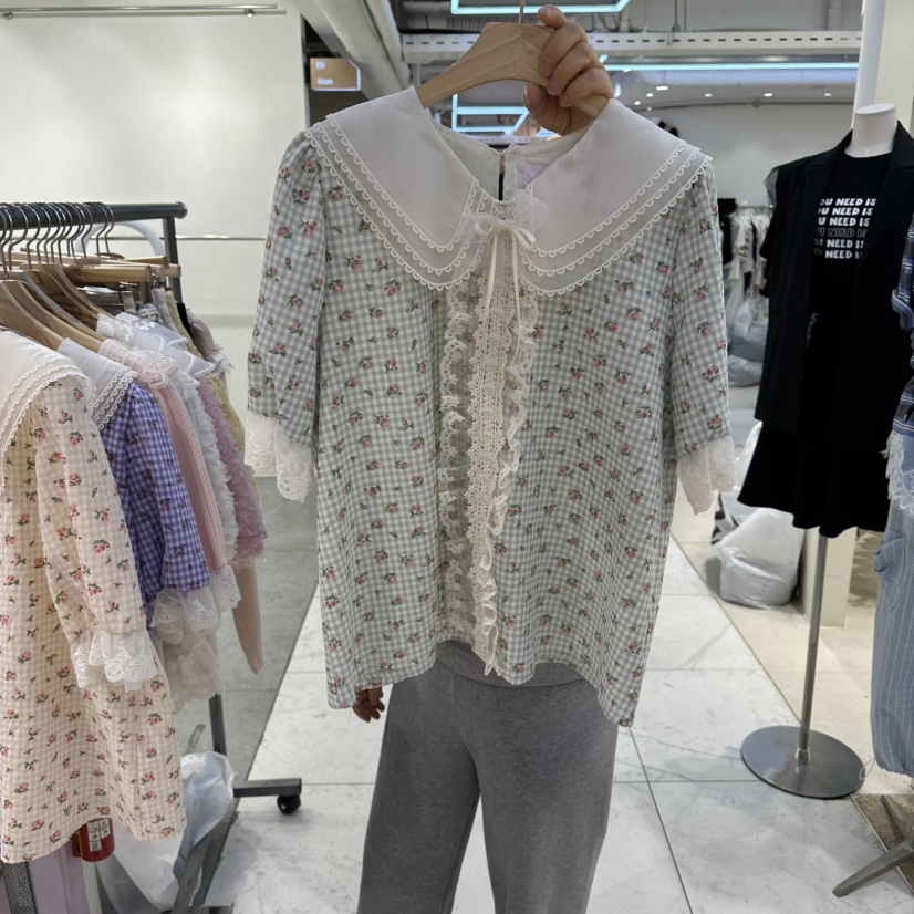 MS韓國東大門直郵女士新款26春夏休閑熱賣時尚襯衫蕾絲衫MS襯衫/蕾絲衫圖色2