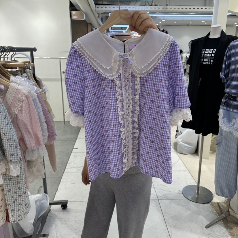 MS韓國東大門直郵女士新款26春夏休閑熱賣時尚襯衫蕾絲衫MS襯衫/蕾絲衫圖色3