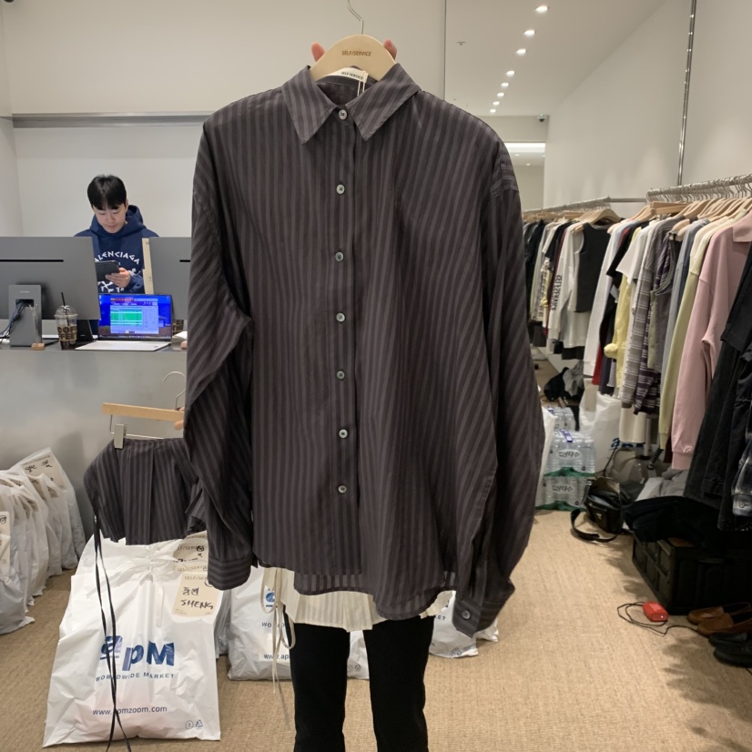 SELF SERVICE韓國代購女裝新品人氣熱賣休閑襯衫蕾絲衫透明SELF SERVICE襯衫/蕾絲衫圖色1