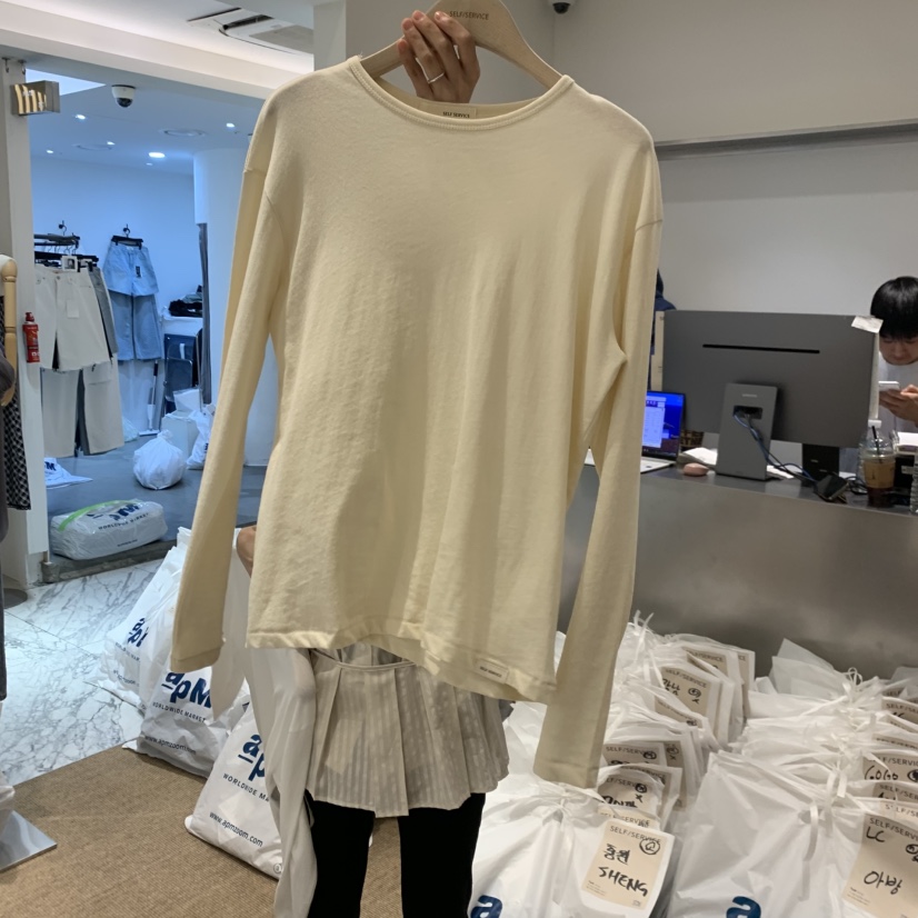 SELF SERVICE韓國代購女士新品休閑熱賣26春夏推薦長袖T恤SELF SERVICE長袖T恤圖色2