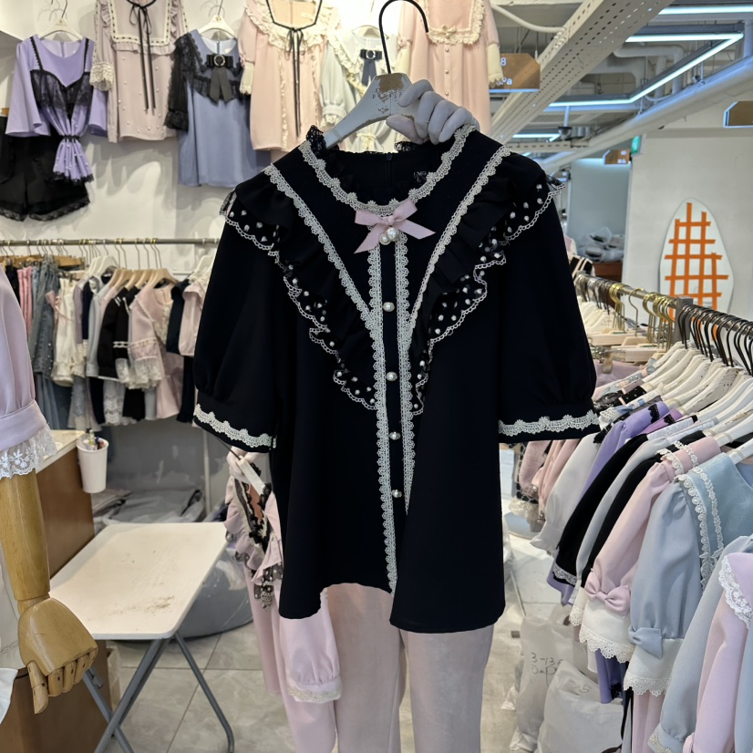 PAPA韓國直郵實拍女士新款休閑人氣推薦時尚26春夏襯衫蕾絲衫PaPa/HALMADE襯衫/蕾絲衫圖色3