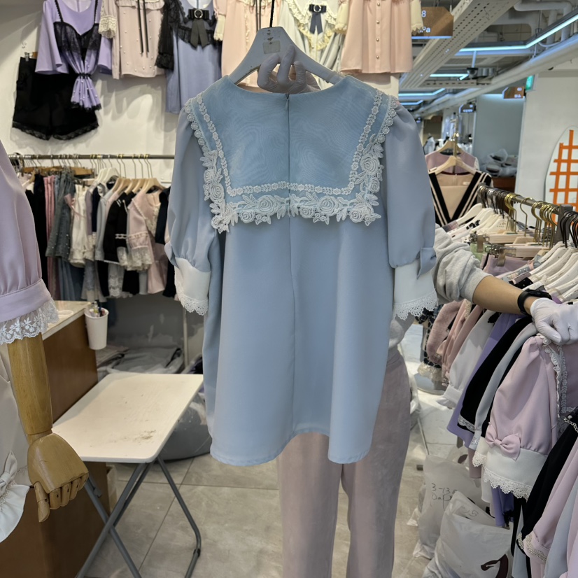 PAPA韓國東大門直郵女士新款26春夏休閑人氣時尚襯衫蕾絲衫PaPa/HALMADE襯衫/蕾絲衫