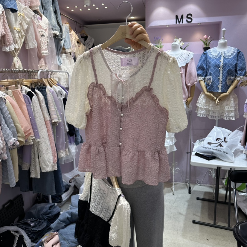 MS韓國直郵實拍女士新款熱賣推薦人氣休閑襯衫蕾絲衫假兩件MS襯衫/蕾絲衫圖色1