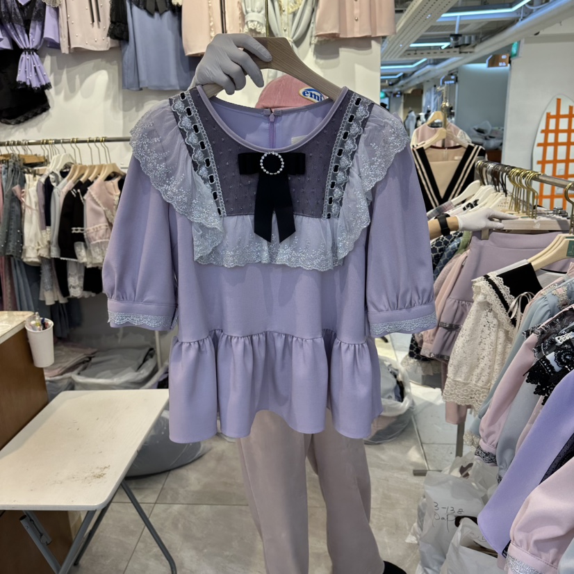 PAPA韓國直郵女裝新款26春夏熱賣推薦職業人氣襯衫蕾絲衫PaPa/HALMADE襯衫/蕾絲衫圖色2