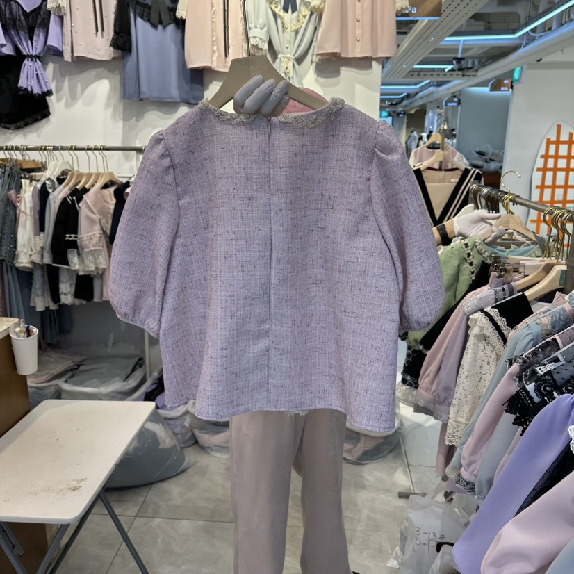 PAPA韓國直郵實拍女士新款熱賣人氣休閑職業26春夏襯衫蕾絲衫PaPa/HALMADE襯衫/蕾絲衫