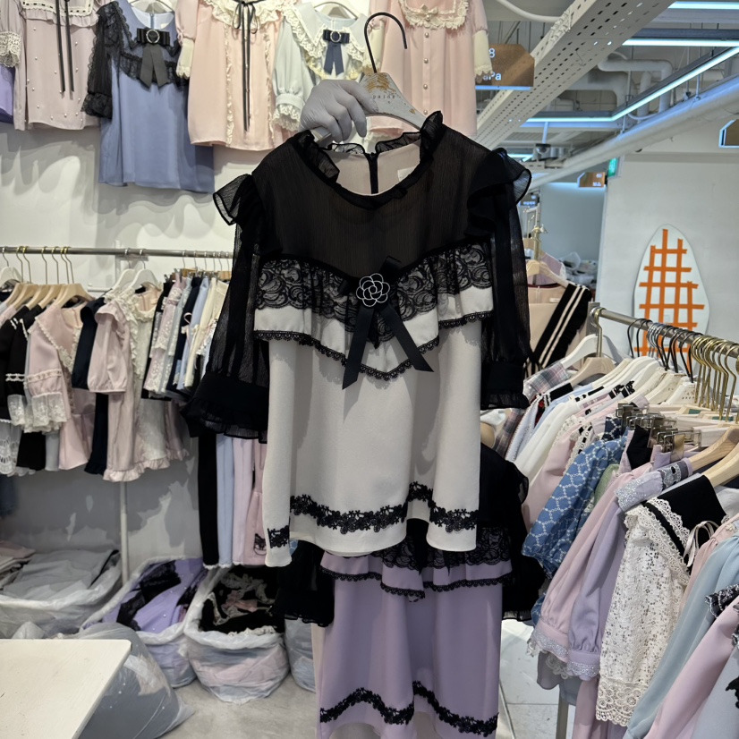 PAPA韓國直郵女裝新款熱賣推薦職業26春夏休閑襯衫蕾絲衫PaPa/HALMADE襯衫/蕾絲衫圖色2