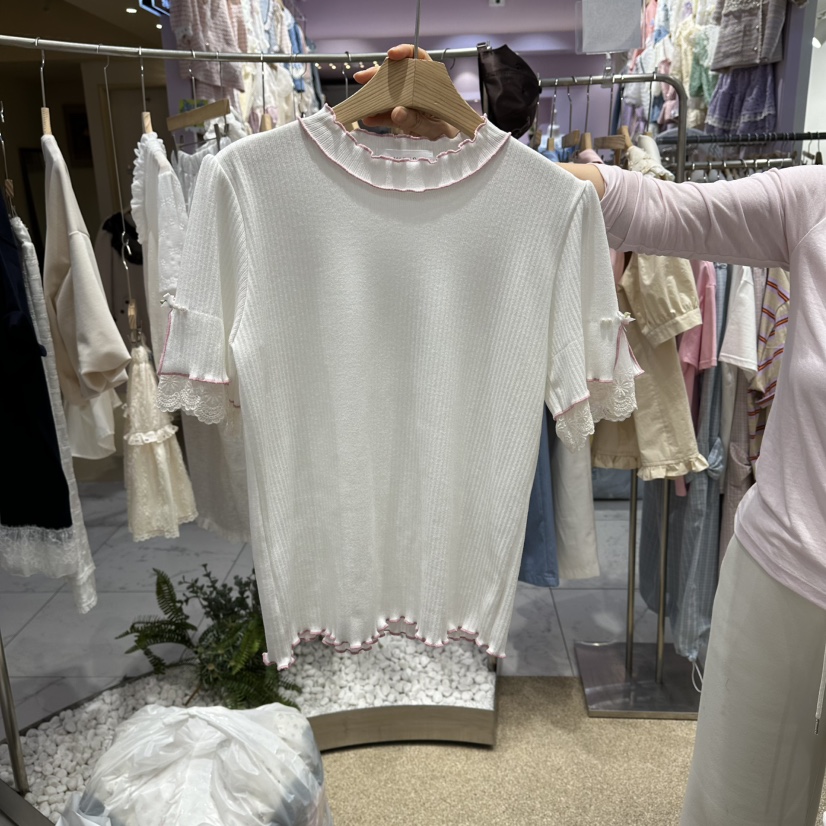 VIRUS韓國代購女裝新款推薦職業時尚26春夏休閑人氣T恤蕾絲VIRUST恤圖色1