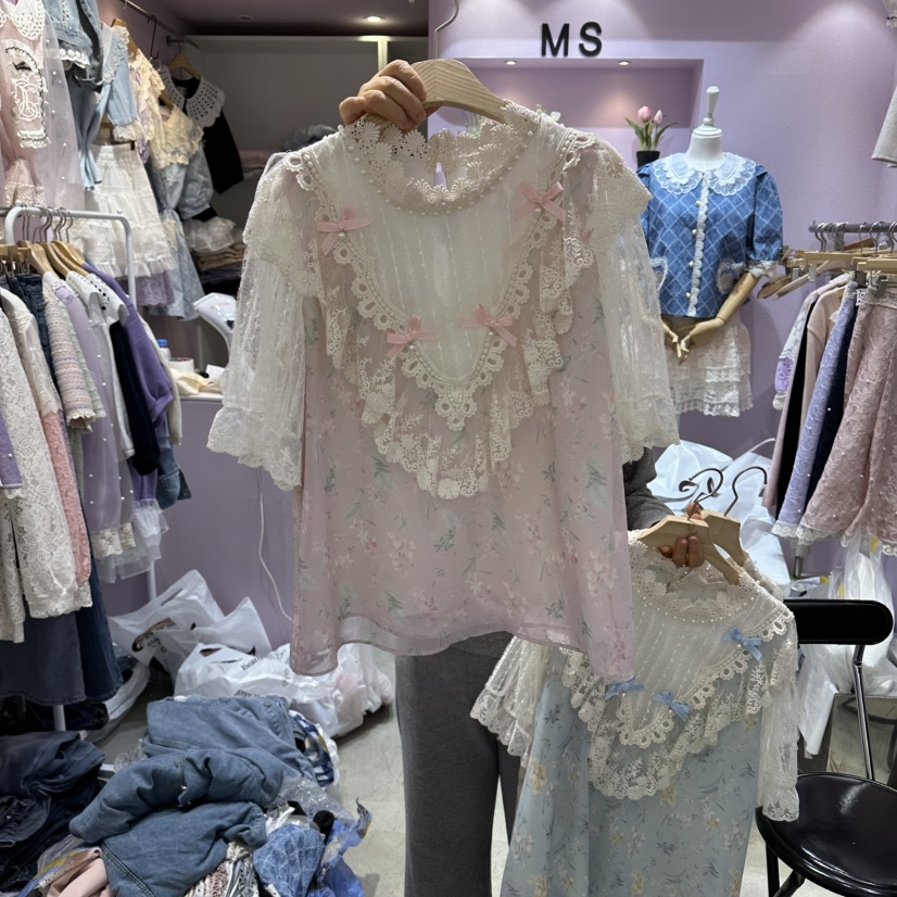MS韓國東大門直郵女裝新品26春夏推薦人氣熱賣襯衫蕾絲衫MS襯衫/蕾絲衫圖色1