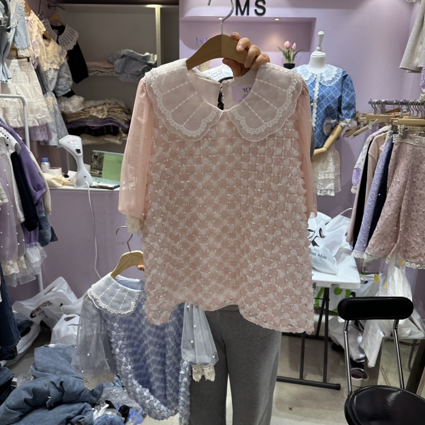 MS韓國東大門代購女士新款人氣休閑推薦26春夏襯衫蕾絲衫MS襯衫/蕾絲衫圖色1