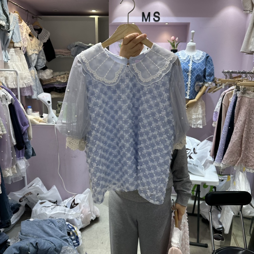 MS韓國東大門代購女士新款人氣休閑推薦26春夏襯衫蕾絲衫MS襯衫/蕾絲衫圖色2