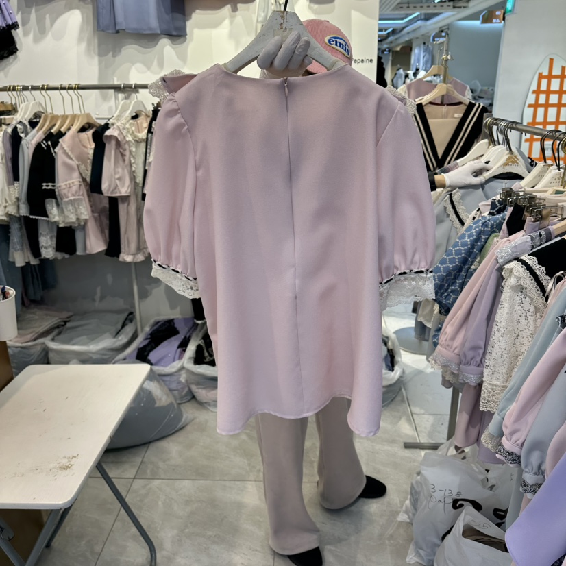 PAPA韓國東大門代購女士新款26春夏休閑職業時尚襯衫蕾絲衫PaPa/HALMADE襯衫/蕾絲衫