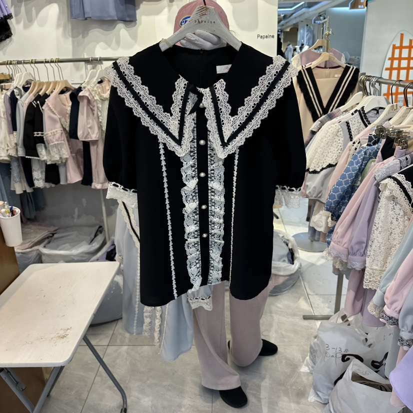 PAPA韓國東大門代購女士新款26春夏休閑職業時尚襯衫蕾絲衫PaPa/HALMADE襯衫/蕾絲衫圖色3