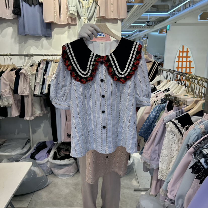 PAPA韓國東大門代購女裝新品熱賣時尚休閑26春夏襯衫蕾絲衫PaPa/HALMADE襯衫/蕾絲衫圖色2