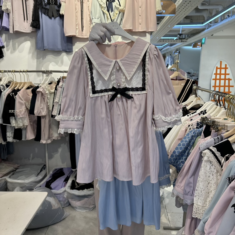 PAPA韓國直郵實拍女裝新款休閑熱賣人氣職業時尚襯衫蕾絲衫PaPa/HALMADE襯衫/蕾絲衫圖色2