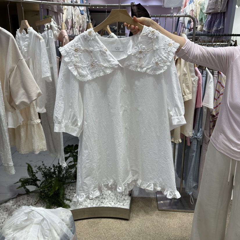 VIRUS韓國直郵女士新品26春夏時尚熱賣職業人氣襯衫蕾絲衫VIRUS襯衫/蕾絲衫圖色1