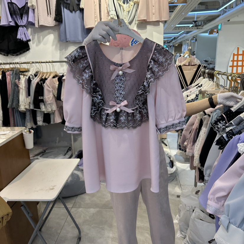 PAPA韓國直郵女士新品職業人氣26春夏休閑熱賣襯衫蕾絲衫PaPa/HALMADE襯衫/蕾絲衫圖色2