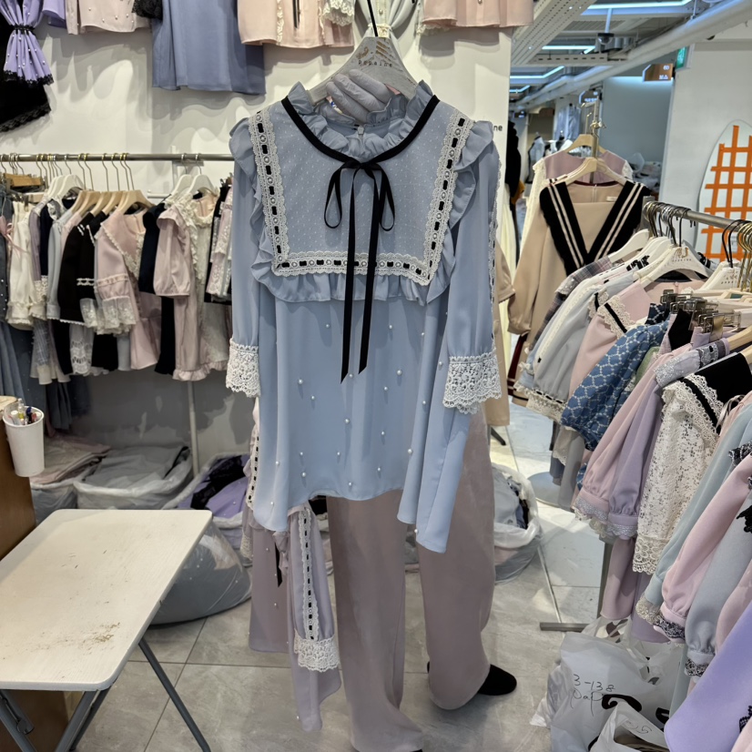 PAPA韓國直郵實拍女裝新品人氣休閑26春夏熱賣襯衫蕾絲衫PaPa/HALMADE襯衫/蕾絲衫圖色1