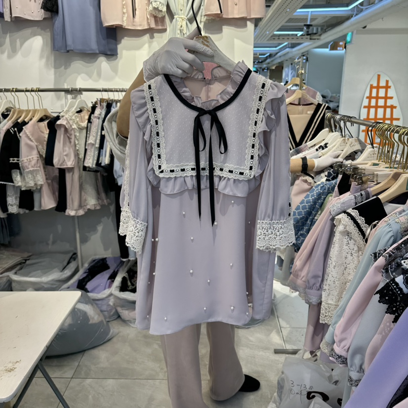 PAPA韓國直郵實拍女裝新品人氣休閑26春夏熱賣襯衫蕾絲衫PaPa/HALMADE襯衫/蕾絲衫圖色2