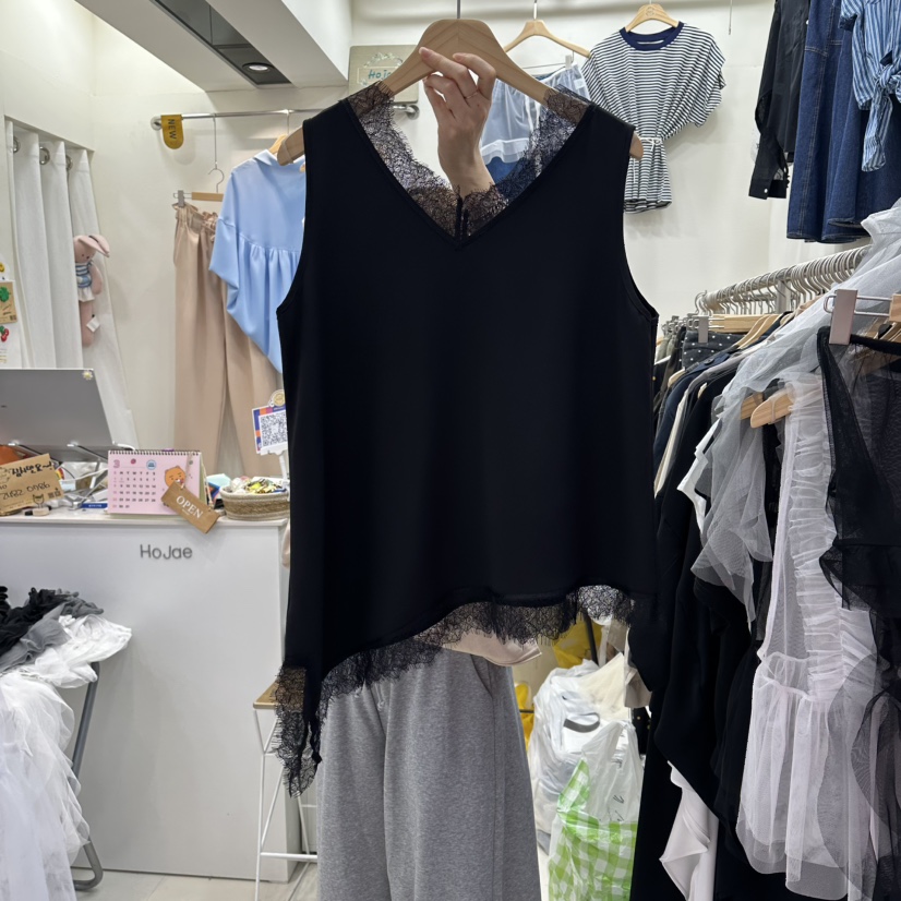 HOJAE韓國直郵實拍女裝新品時尚職業26春夏人氣吊帶背心蕾絲MID-LEVEL JUMP吊帶/背心