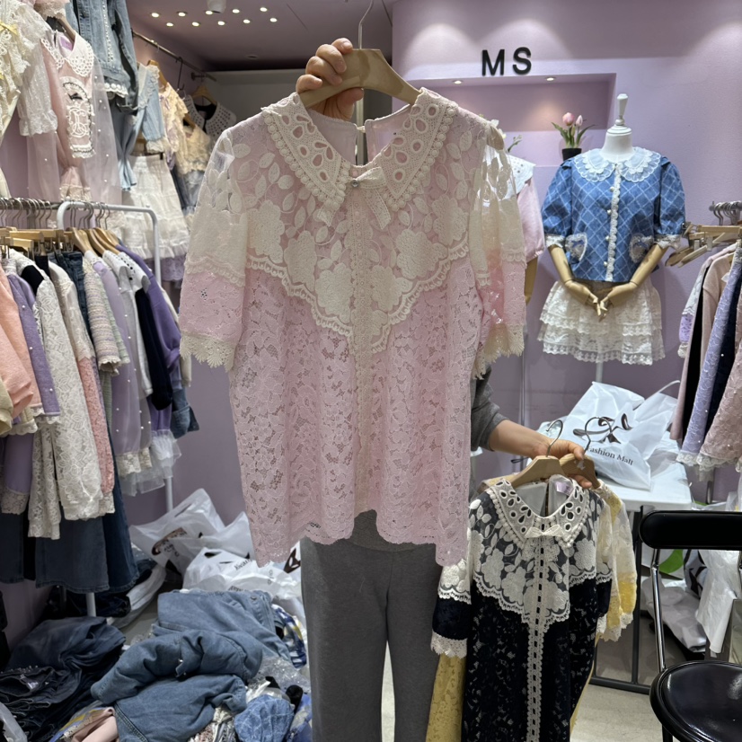 MS韓國代購女裝新品職業推薦26春夏時尚人氣休閑襯衫蕾絲衫MS襯衫/蕾絲衫圖色2