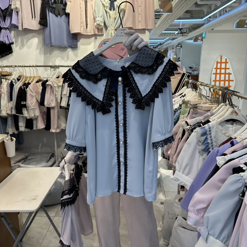 PAPA韓國直郵女裝新品26春夏職業人氣休閑時尚襯衫蕾絲衫PaPa/HALMADE襯衫/蕾絲衫圖色1