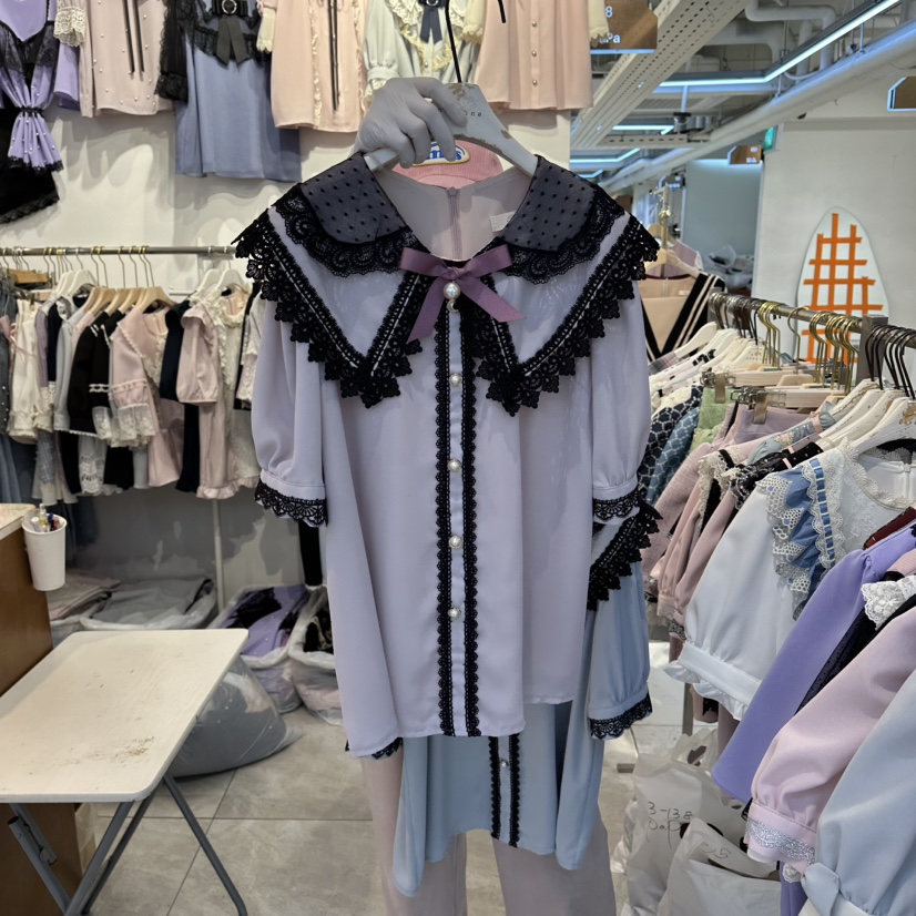 PAPA韓國直郵女裝新品26春夏職業人氣休閑時尚襯衫蕾絲衫PaPa/HALMADE襯衫/蕾絲衫圖色2
