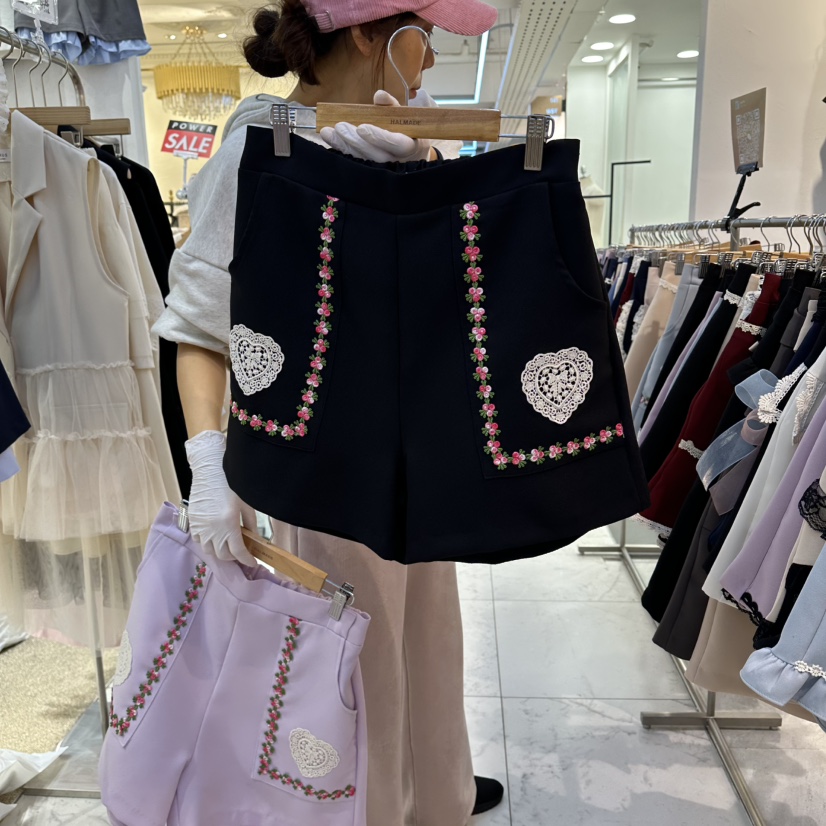 PAPA韓國東大門直郵女士新款時尚職業休閑人氣推薦短褲繡花PaPa/HALMADE短褲圖色3