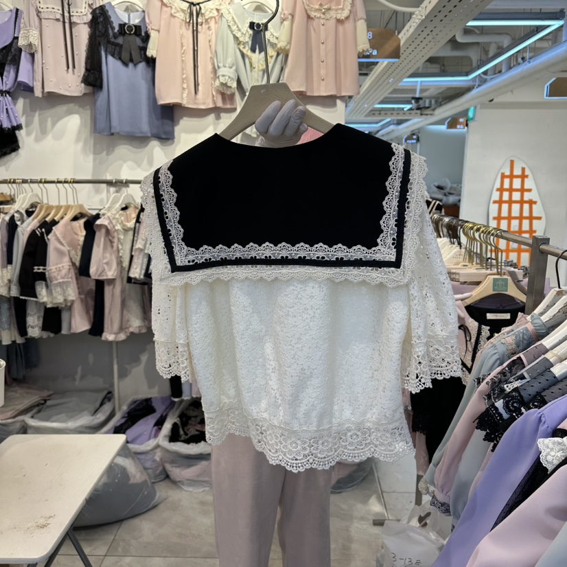 PAPA韓國東大門代購女裝新款休閑時尚26春夏襯衫蕾絲衫羊毛衫PaPa/HALMADE襯衫/蕾絲衫