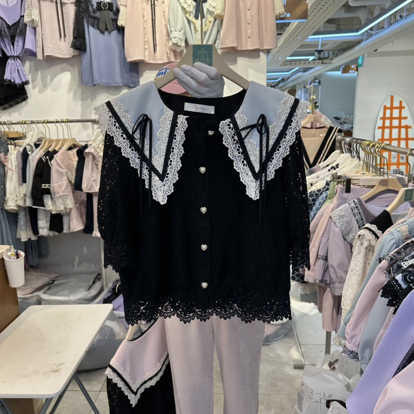 PAPA韓國東大門代購女裝新款休閑時尚26春夏襯衫蕾絲衫羊毛衫PaPa/HALMADE襯衫/蕾絲衫圖色3