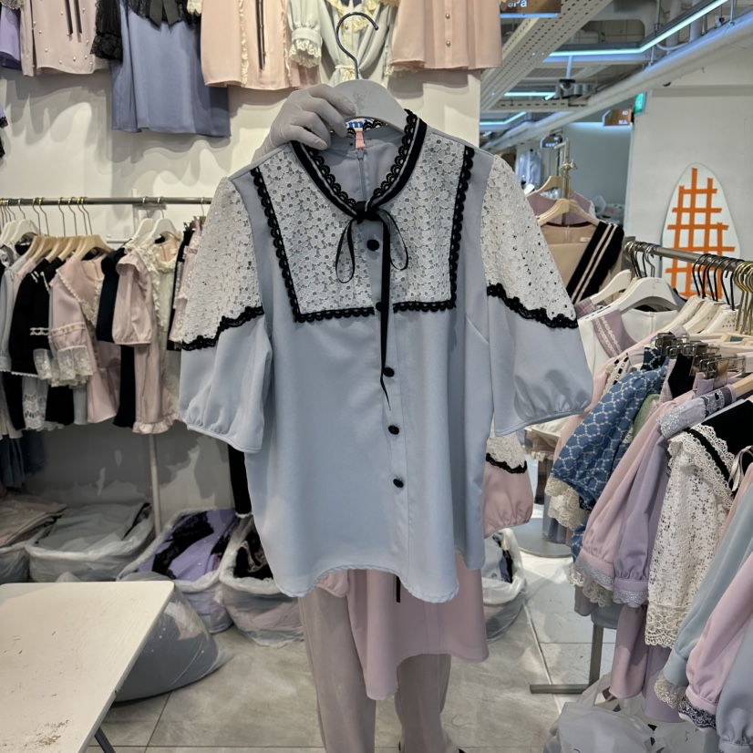 PAPA韓國代購女裝新品26春夏推薦人氣休閑職業襯衫蕾絲衫PaPa/HALMADE襯衫/蕾絲衫圖色2