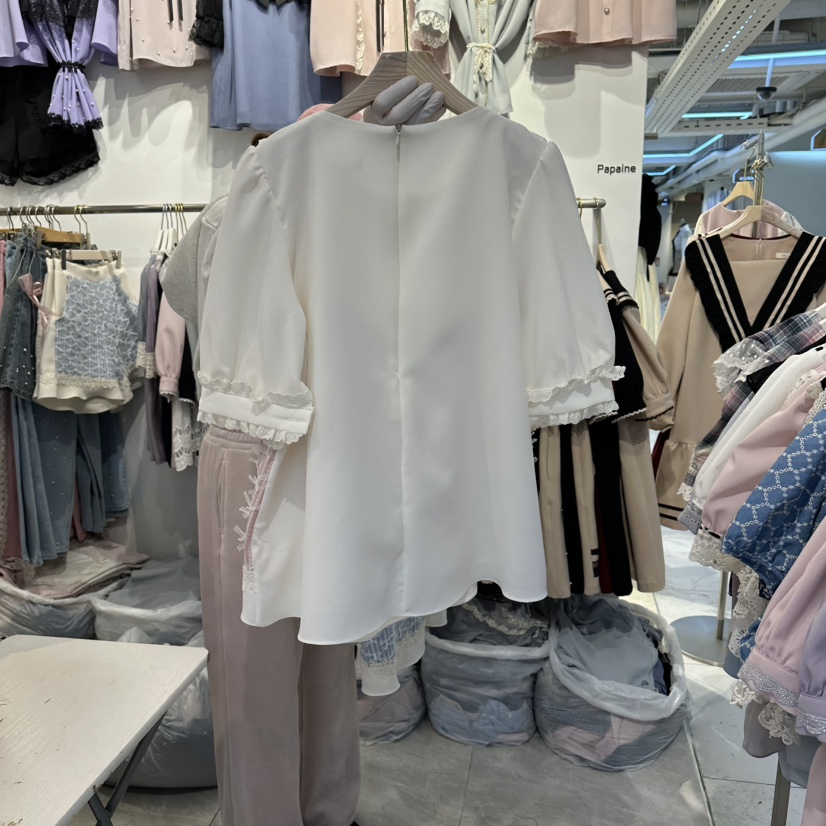 PAPA韓國直郵實拍女裝新款人氣時尚職業襯衫蕾絲衫假兩件PaPa/HALMADE襯衫/蕾絲衫