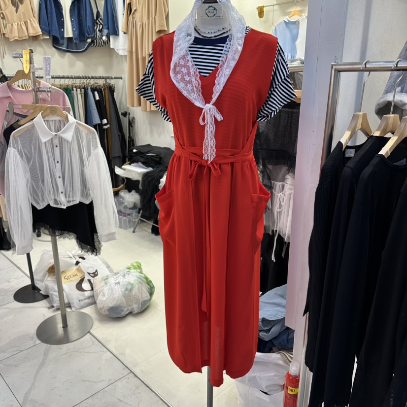 HOJAE韓國直郵女士新款26春夏熱賣休閑連衣裙不含絲巾裹身裙MID-LEVEL JUMP連衣裙圖色1