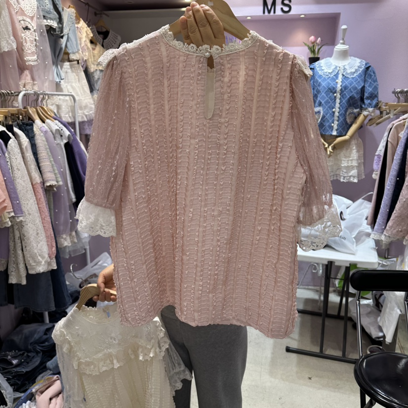 MS韓國直郵女裝新款26春夏人氣時尚推薦熱賣休閑襯衫蕾絲衫MS襯衫/蕾絲衫