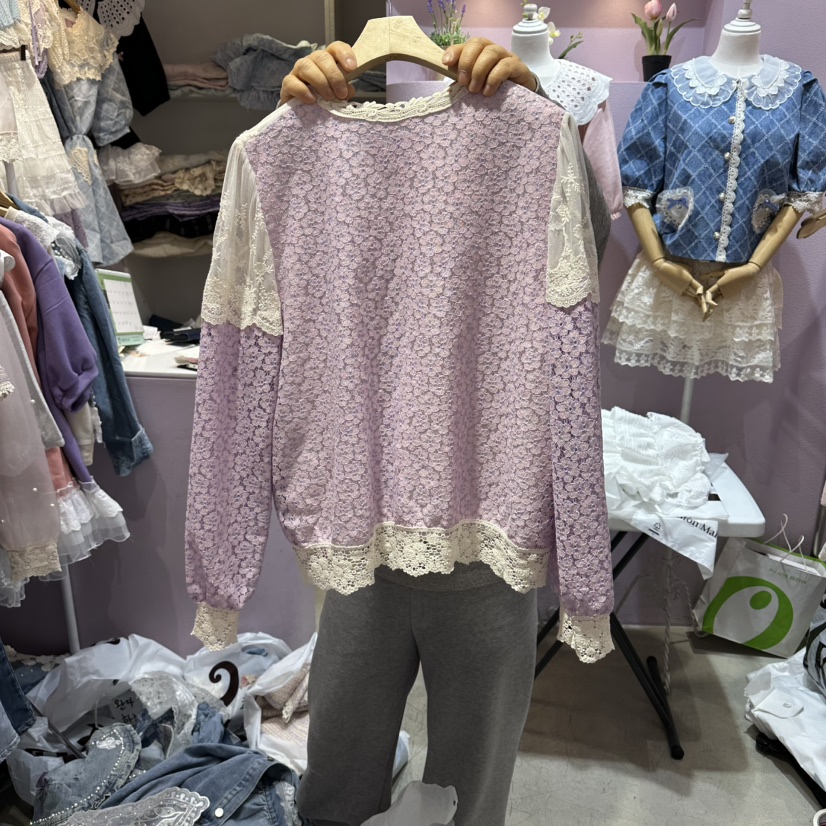 MS韓國直郵實拍女裝新品休閑熱賣26春夏襯衫蕾絲衫羊毛衫MS襯衫/蕾絲衫