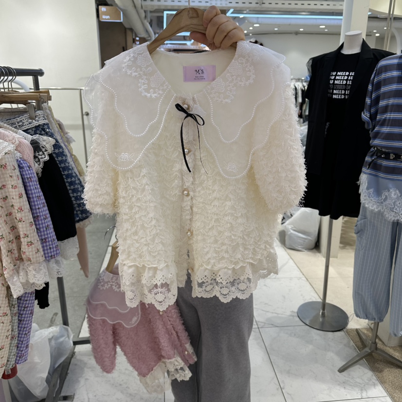 MS韓國直郵女士新款時尚職業26春夏熱賣休閑襯衫蕾絲衫開衫MS襯衫/蕾絲衫圖色2