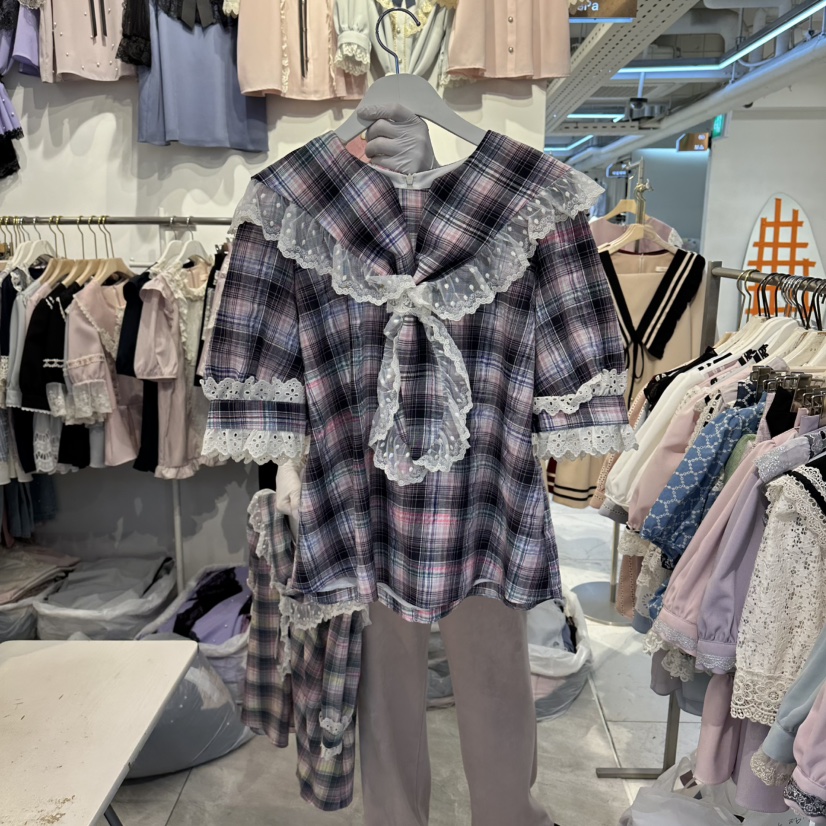 PAPA韓國東大門直郵女士新款熱賣人氣推薦26春夏襯衫蕾絲衫PaPa/HALMADE襯衫/蕾絲衫圖色1