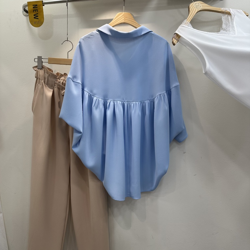 HOJAE韓國代購女士新品人氣時尚熱賣職業26春夏襯衫蕾絲衫褶皺MID-LEVEL JUMP襯衫/蕾絲衫