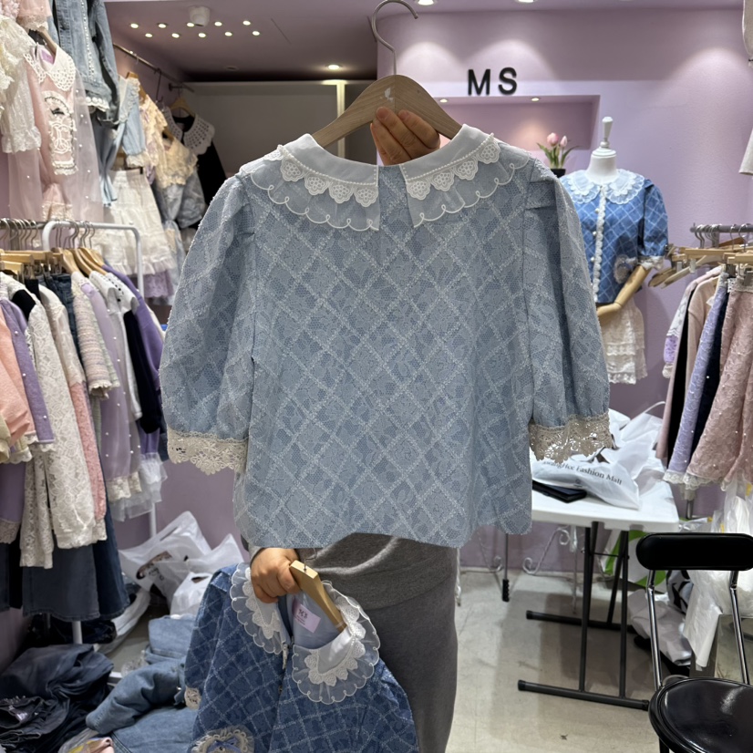 MS韓國東大門代購女裝新款時尚職業26春夏推薦襯衫蕾絲衫MS襯衫/蕾絲衫