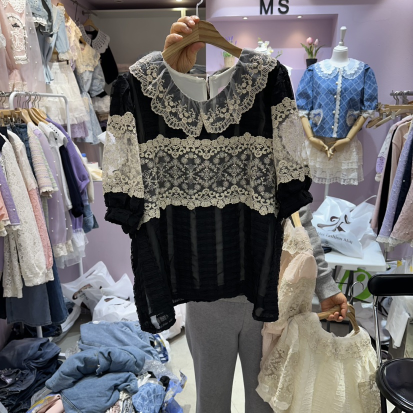 MS韓國東大門直郵女裝新款人氣26春夏熱賣時尚襯衫蕾絲衫MS襯衫/蕾絲衫圖色3