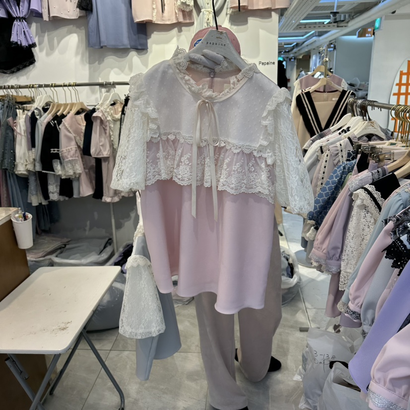 PAPA韓國東大門代購女裝新品休閑推薦時尚職業襯衫蕾絲衫PaPa/HALMADE襯衫/蕾絲衫圖色1